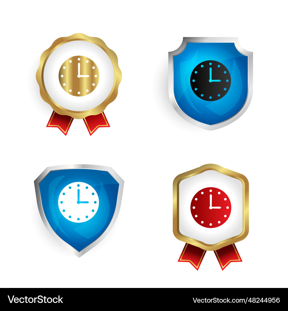 Abstract time clock badge and label collection Abstract time clock badge and label collection vector image