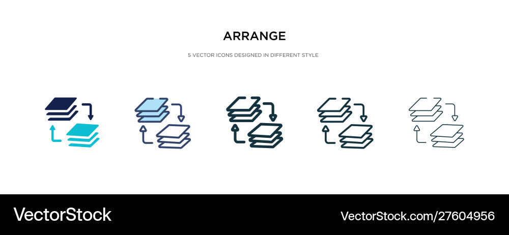 Arrange icon in different style two colored Vector Image
