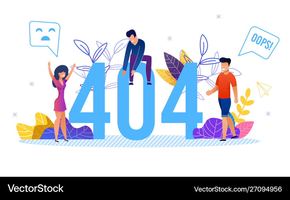 Error 404 huge numbers and tiny angry people users vector image