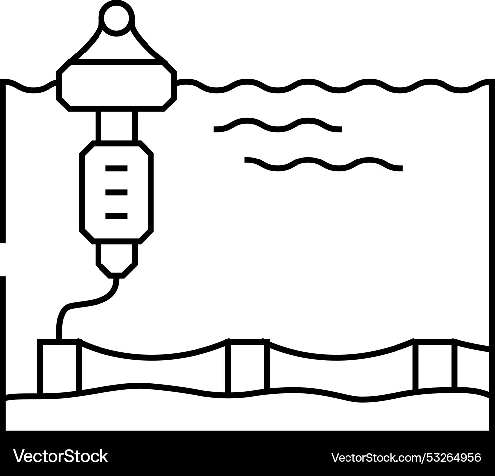 Floating platform tidal power line icon vector image