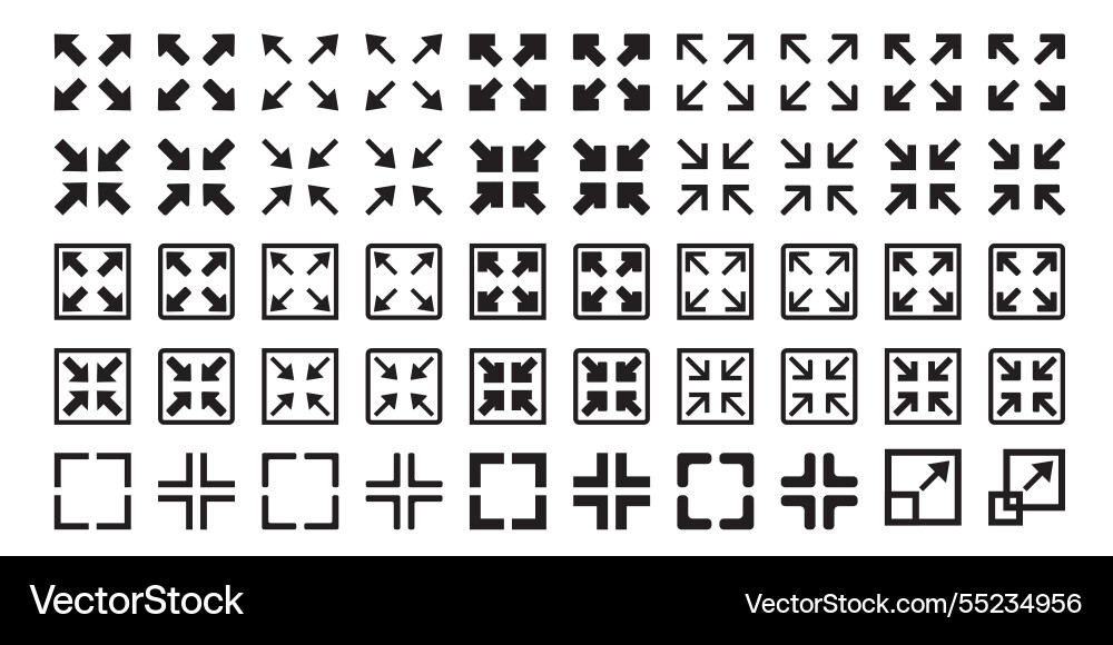 Full screen and exit icon set Full screen and exit icon set vector image
