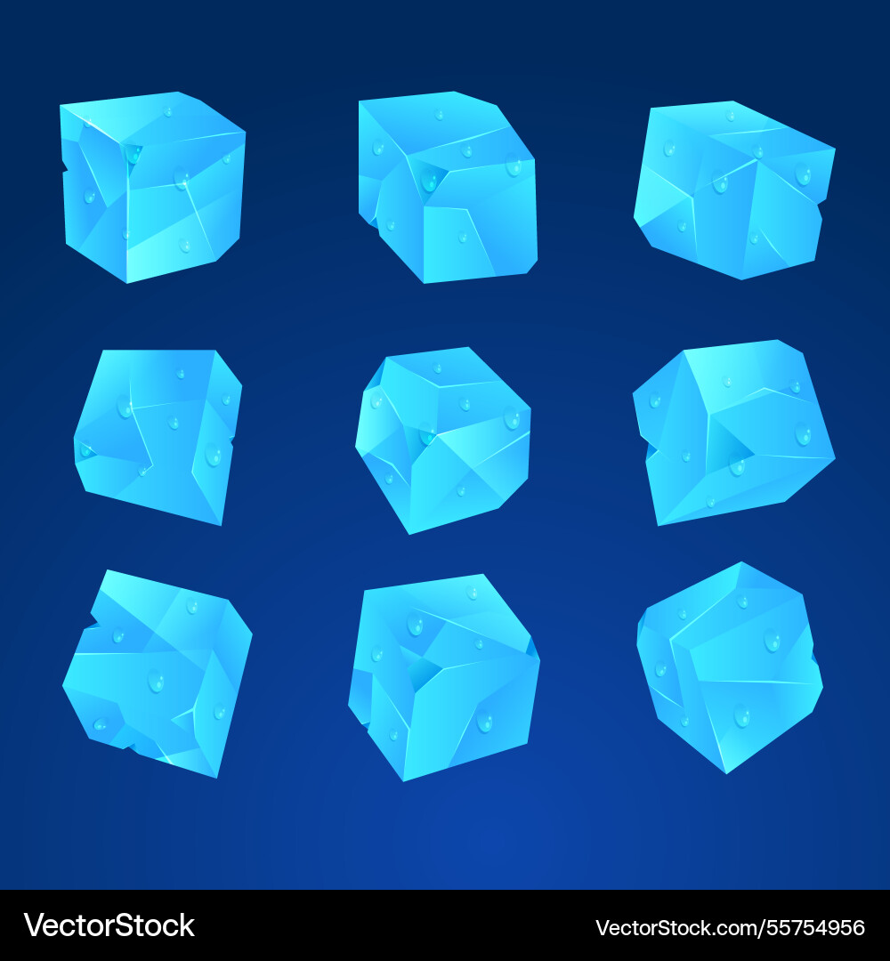 Ice cube collection with flat design Vector Image