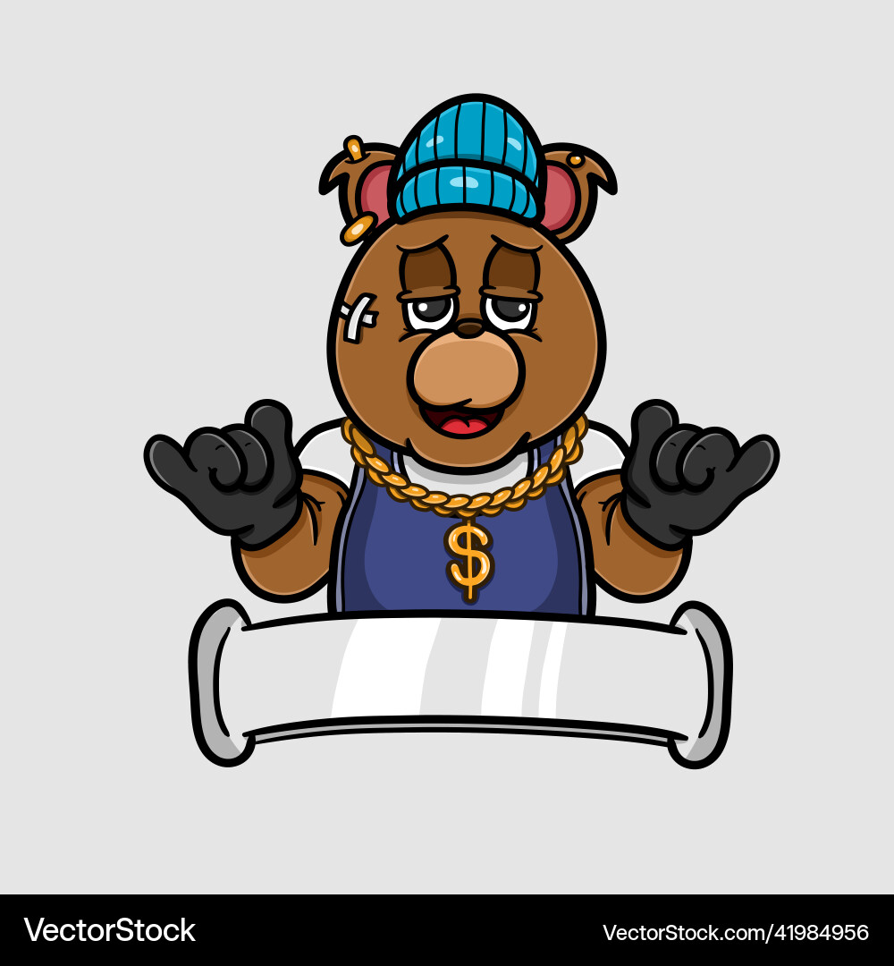 Mascot bear rapper logo Royalty Free Vector Image