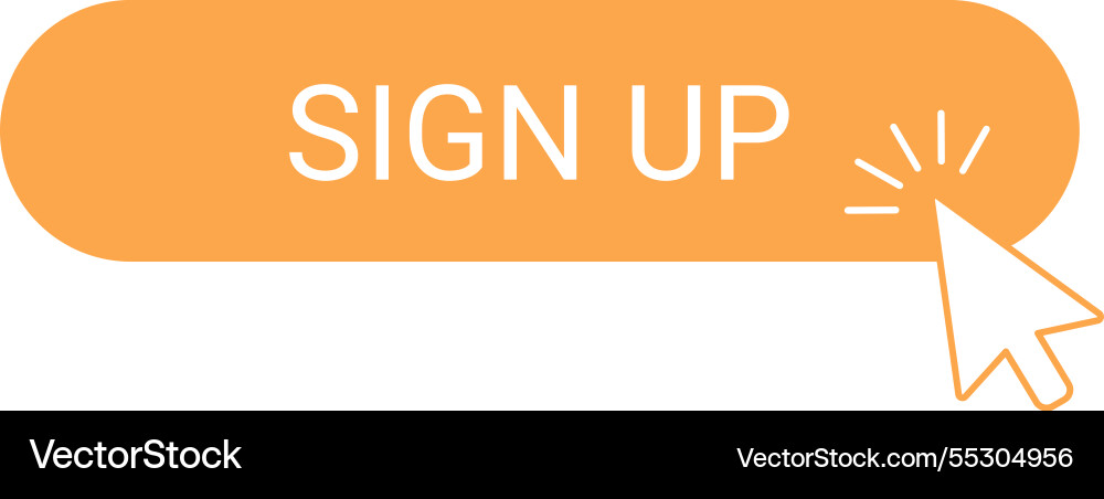 Mouse cursor clicking an orange rounded rectangle Mouse cursor clicking an orange rounded rectangle Vector Image