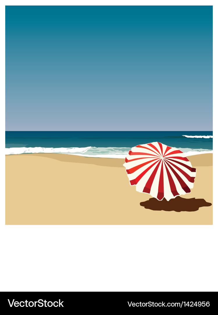 Red Umbrella on a Sunny Beach Vector Image