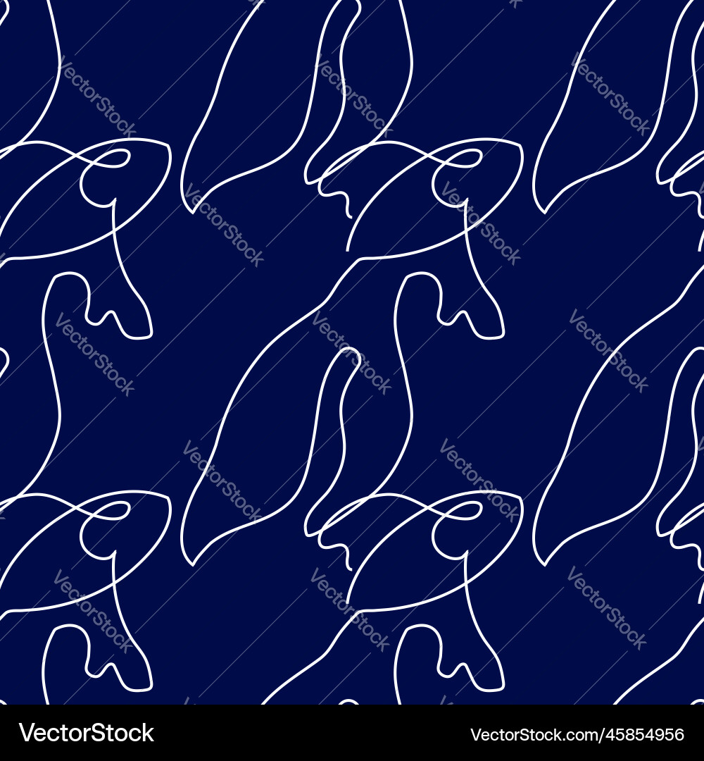 Seamless pattern with fish in line Seamless pattern with fish in line Vector Image