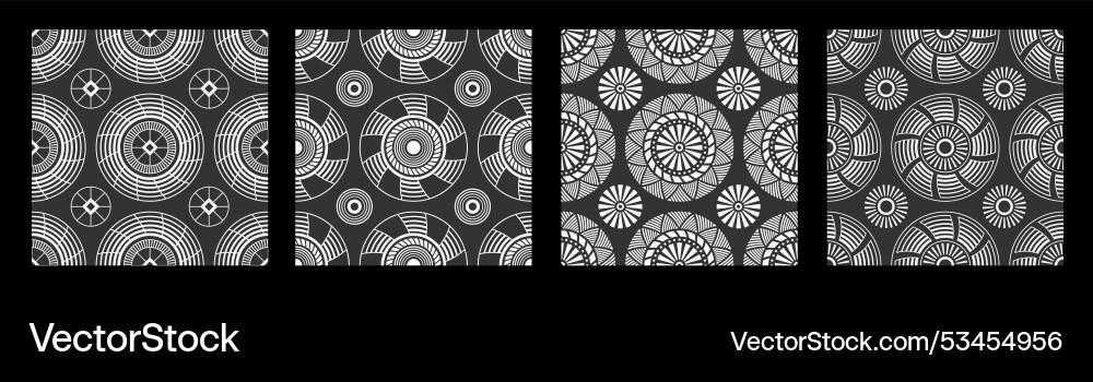 Set of four abstract seamless pattern with round Set of four abstract seamless pattern with round vector image
