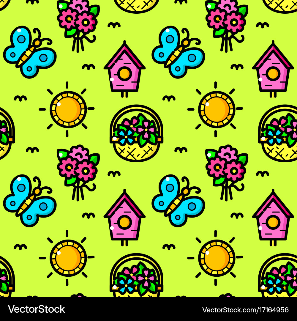 Spring seamless pattern vector image