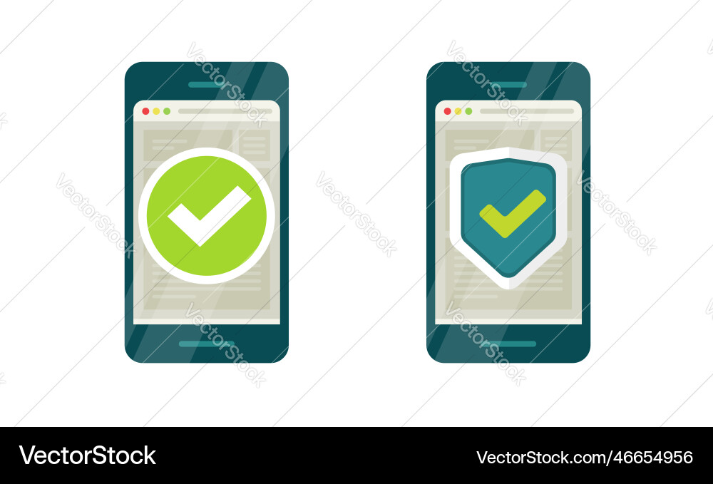 Verification security website on cell phone check Verification security website on cell phone check vector image