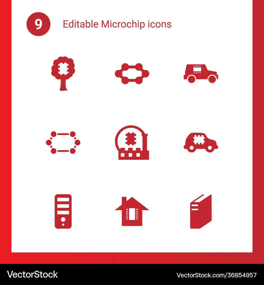 9 microchip icons Vector Image