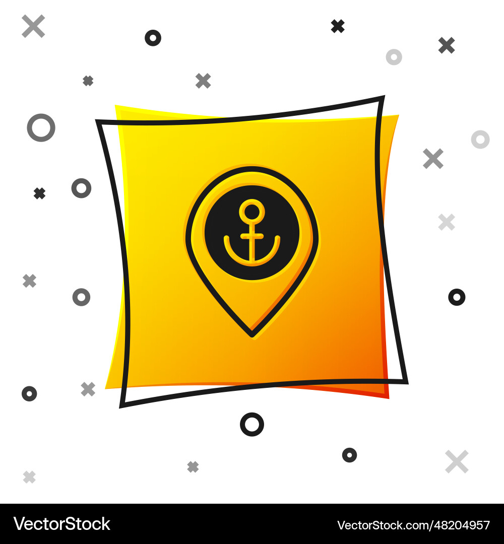 Black map pointer with anchor icon isolated vector image
