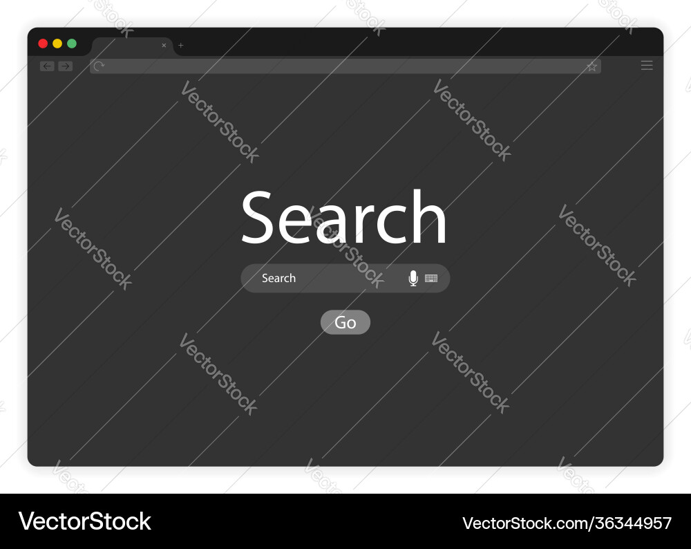 Browser search window black style isolated Vector Image