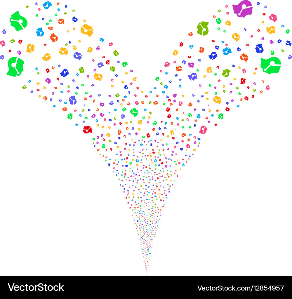 Call center operator double fireworks stream Vector Image
