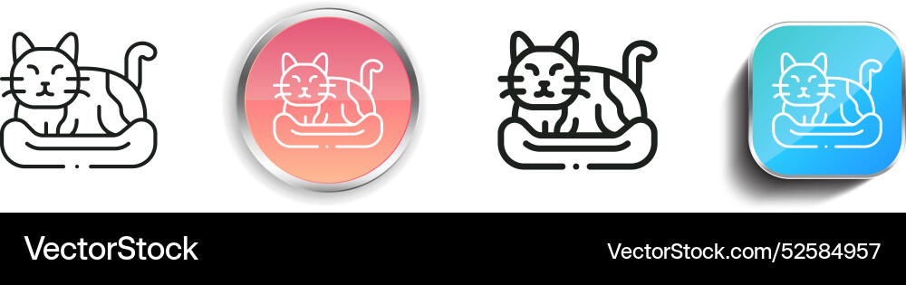 Cat icon thin linear regular and button style Vector Image