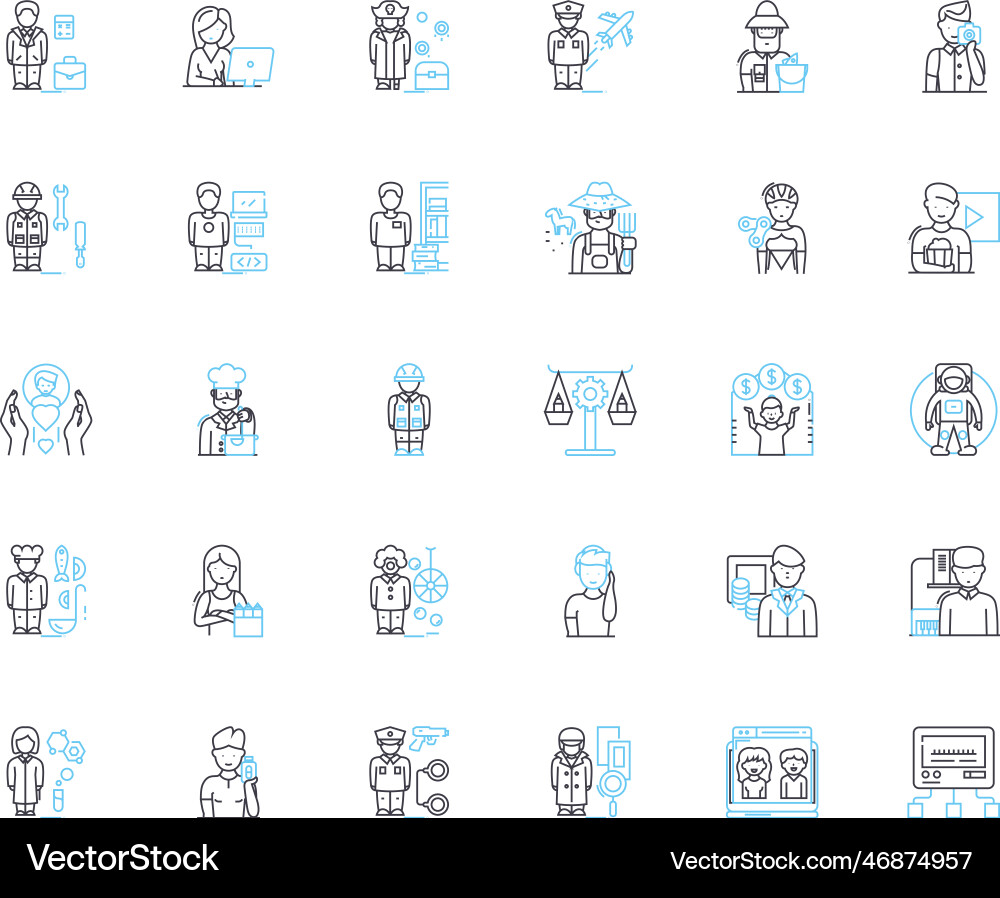 Coalitions linear icons set unity synergy Coalitions linear icons set unity synergy vector image