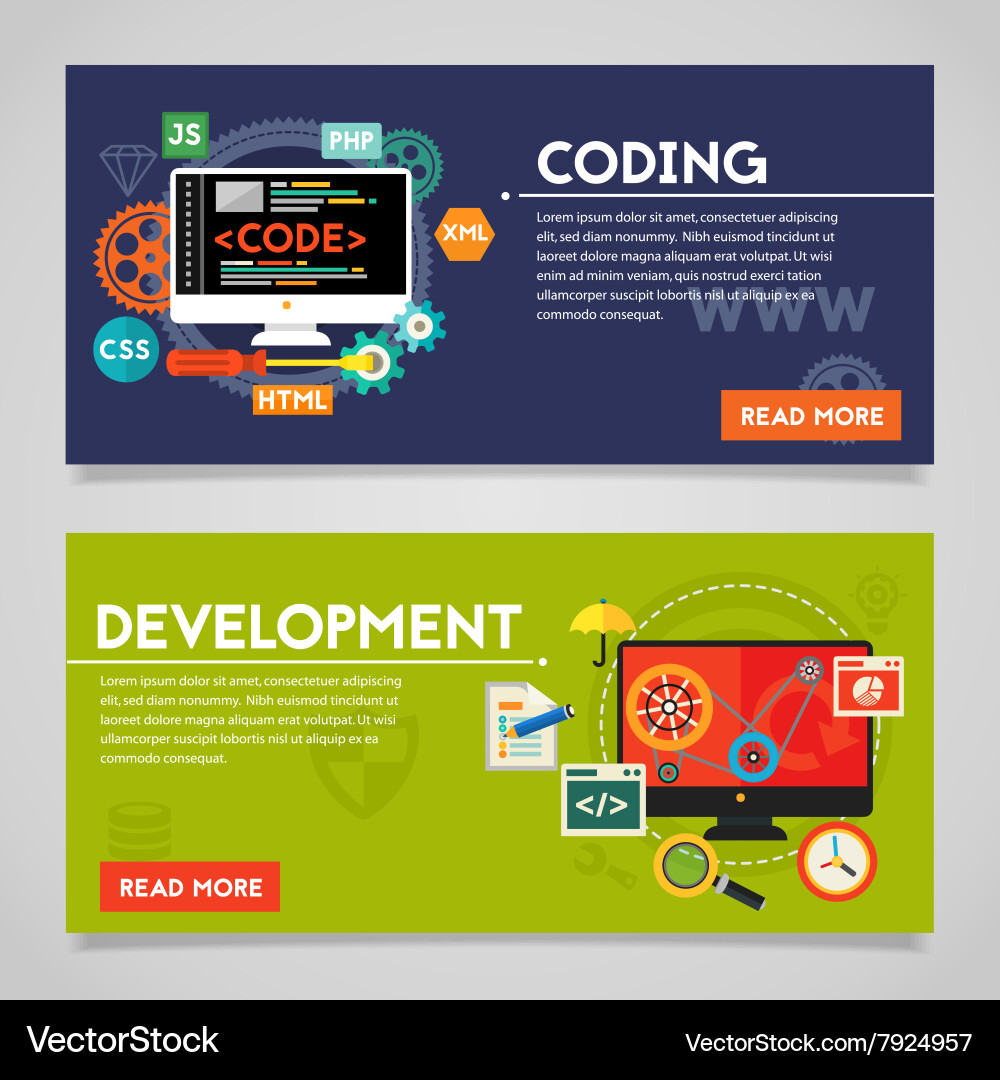 Development and coding concept banners Vector Image
