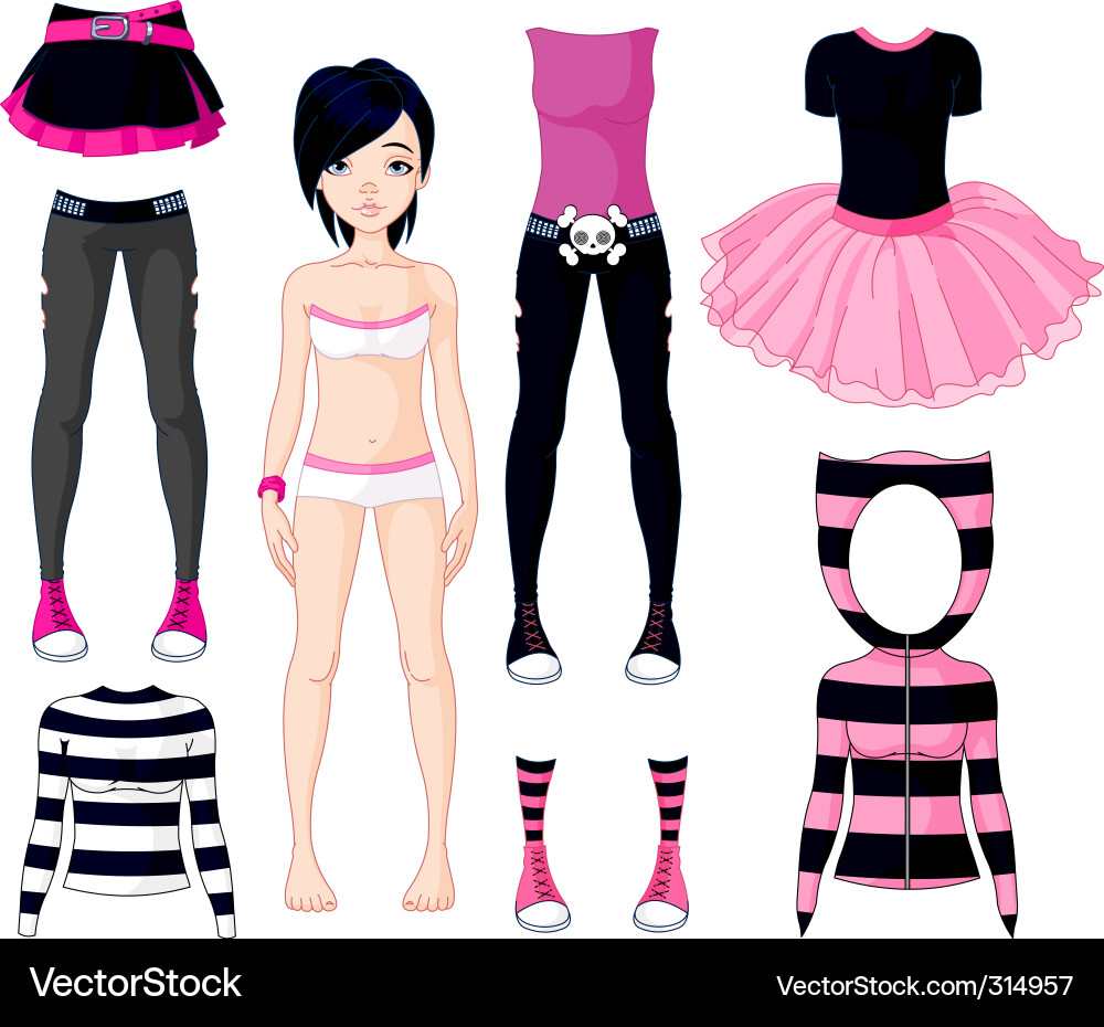 Emo Girl with Dresses Vector Image