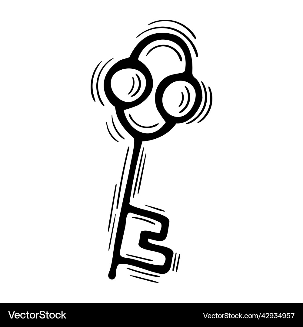 Hand drawn key magical element symbol Vector Image