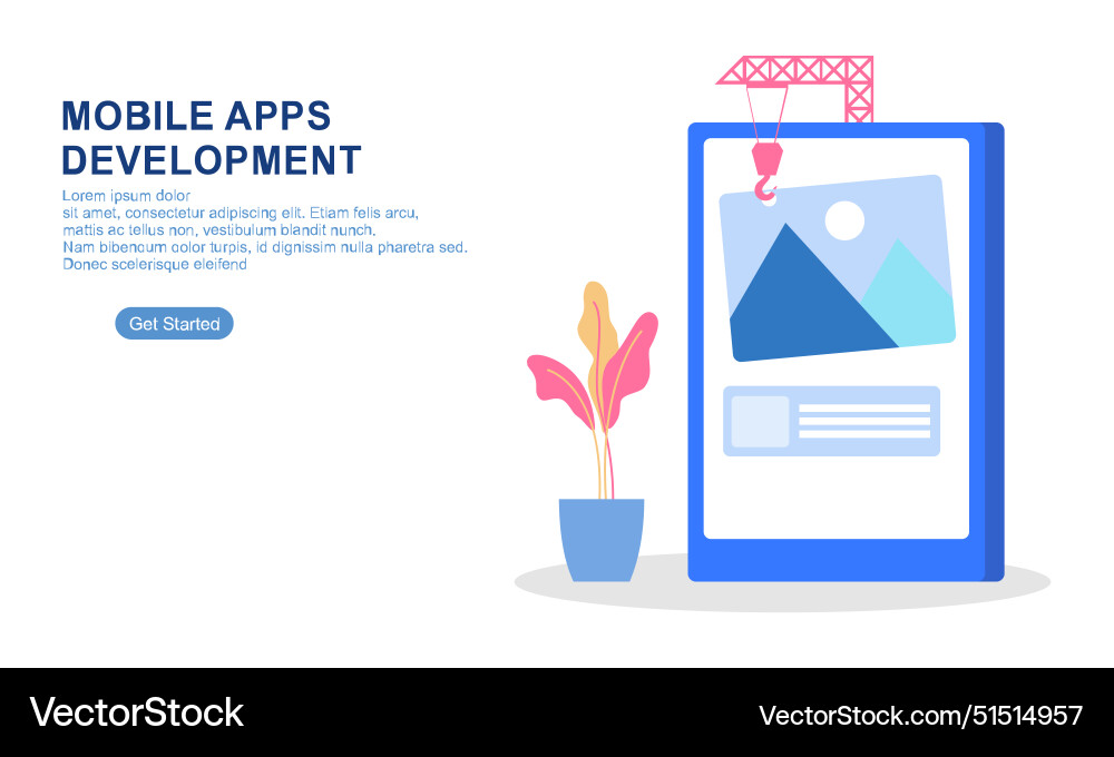 Landing page template for mobile app development vector image