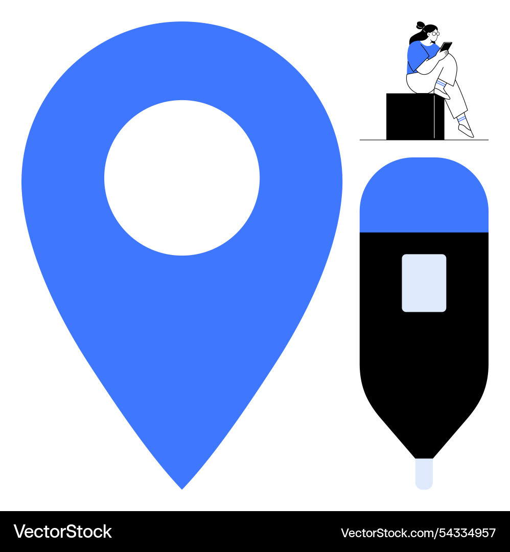 Location marker with mobile user and pin icon Location marker with mobile user and pin icon vector image