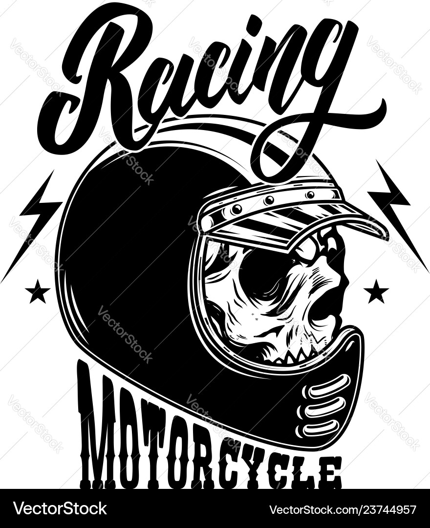 Motorcycle Skull Racer Helmet Vector Image