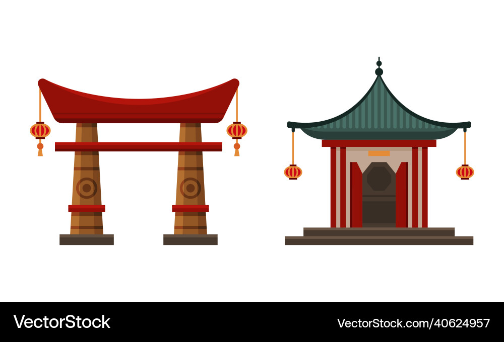 Pagoda and sacred gate as asian architecture Vector Image