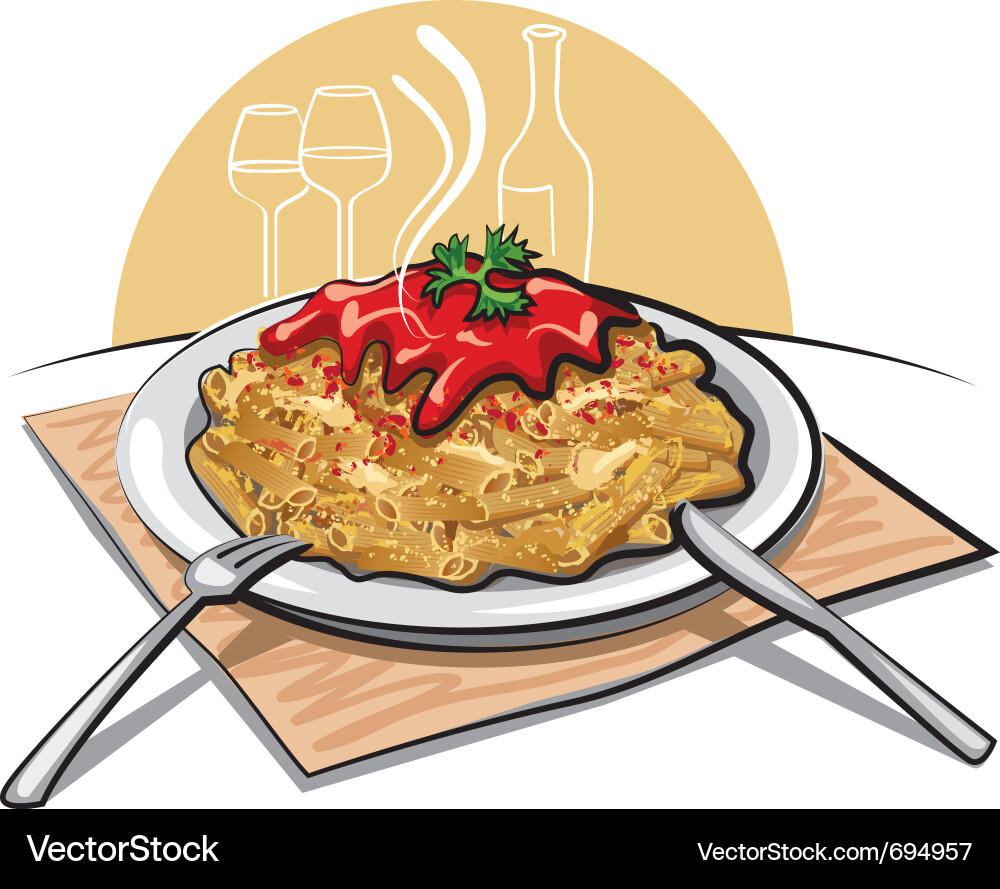 Pasta with sauce Royalty Free Vector Image - VectorStock