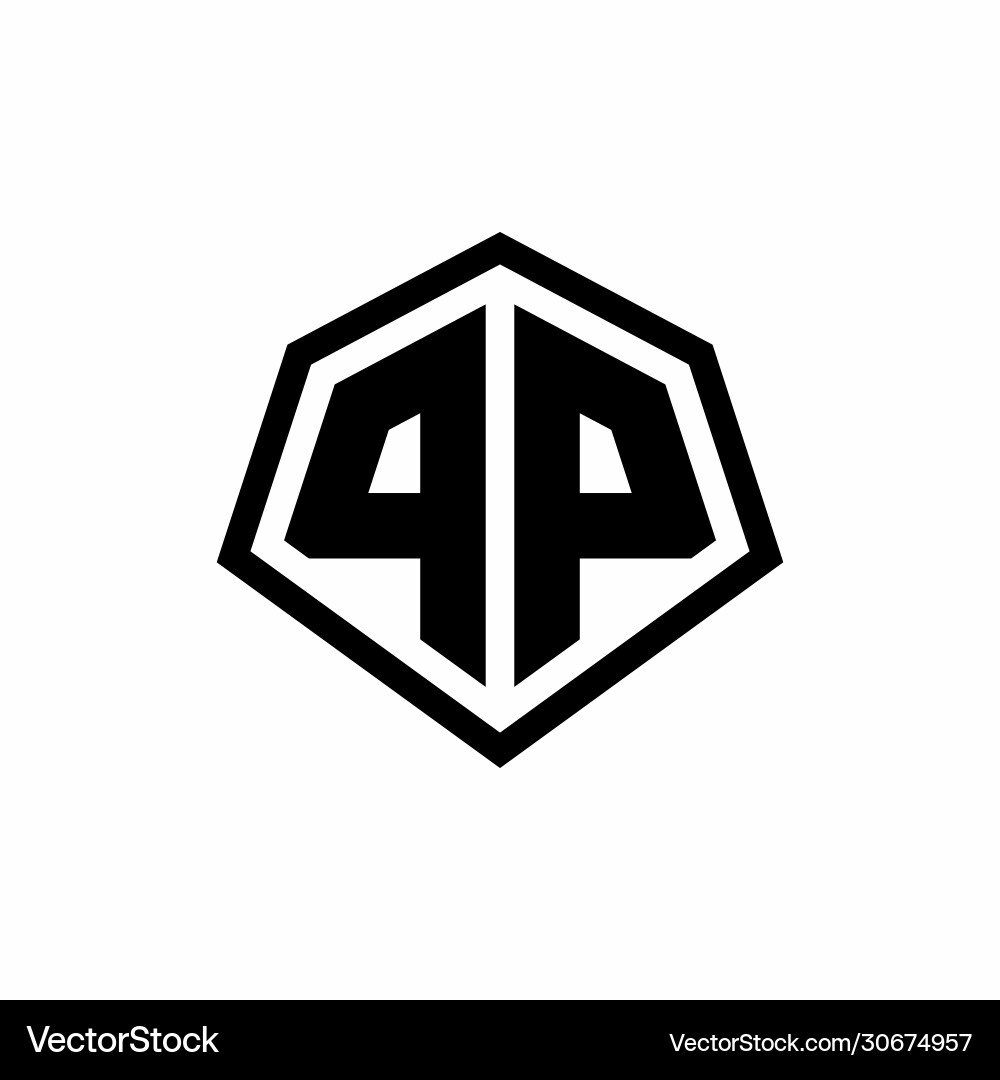 PP Monogram Logo - Hexagon Style vector image