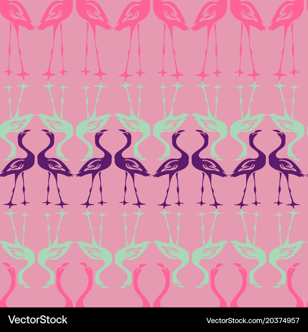 Seamless pattern with flamingo vector image