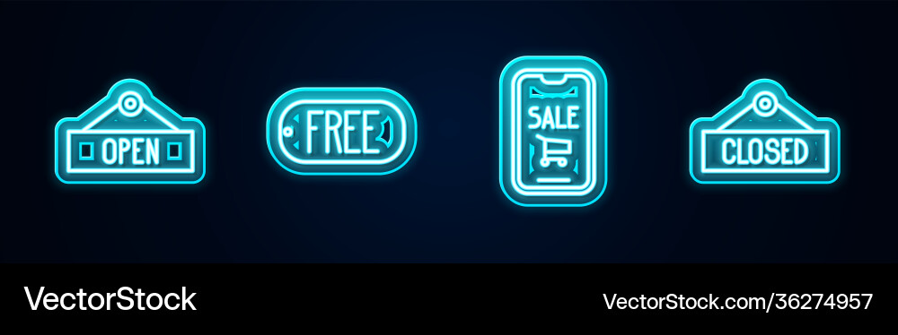 Set line hanging sign with open price tag text Vector Image