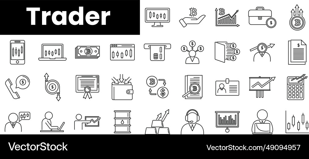 Set of outline trader icons Set of outline trader icons vector image