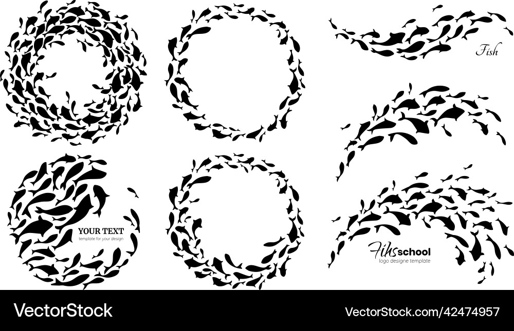 Set of schools fish Vector Image