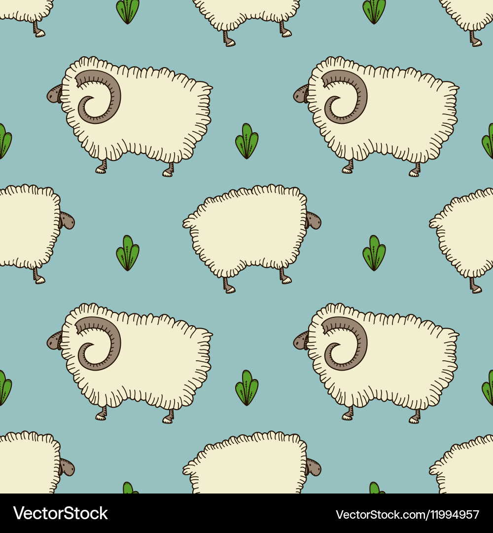 Simple seamless pattern with sheep and ram vector image