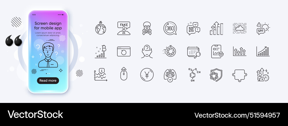 Swipe up graph chart and calendar line icons Swipe up graph chart and calendar line icons vector image