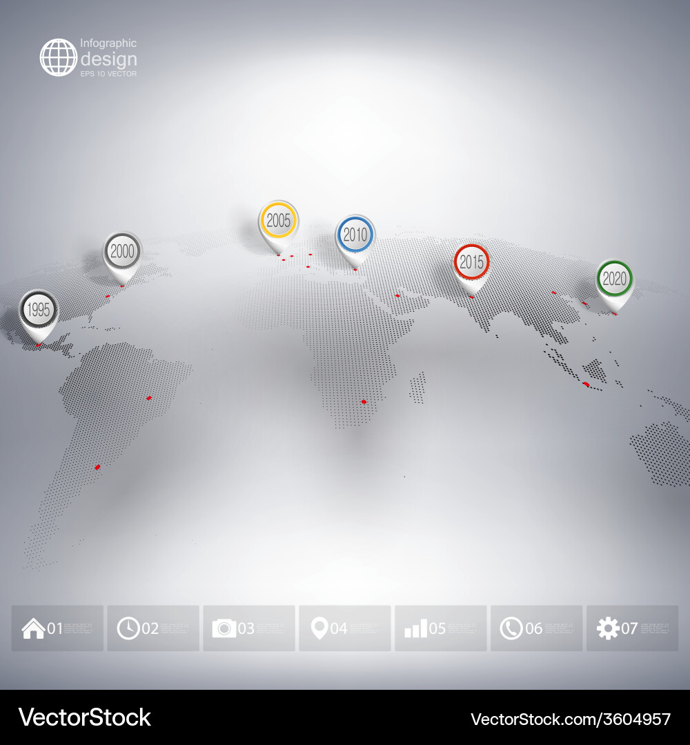 World Map with Pointer Marks vector image