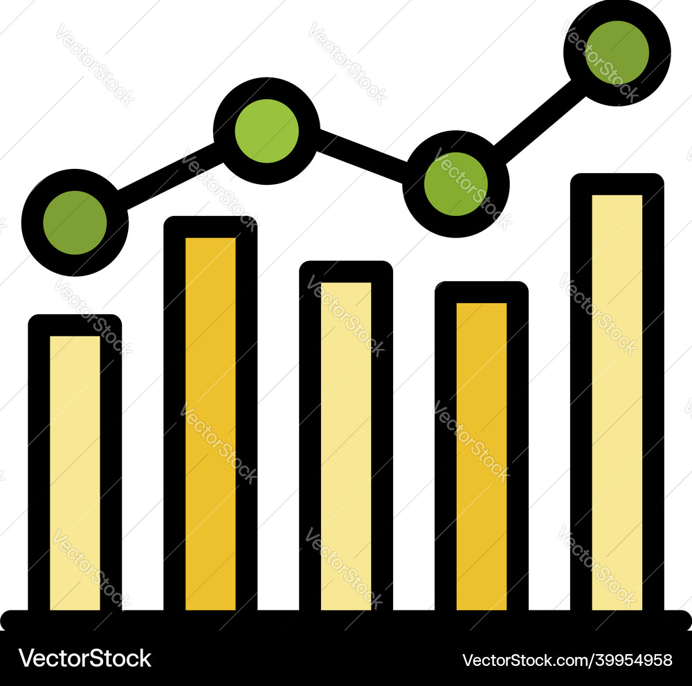 Audit graph chart icon color outline vector image