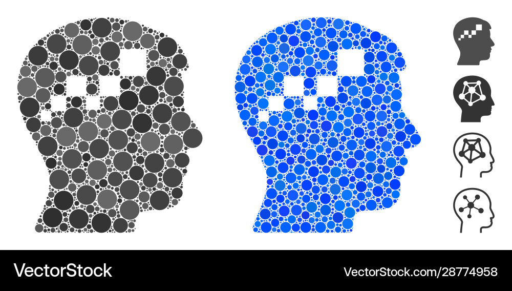 Brain blockchain composition icon circle dots Vector Image