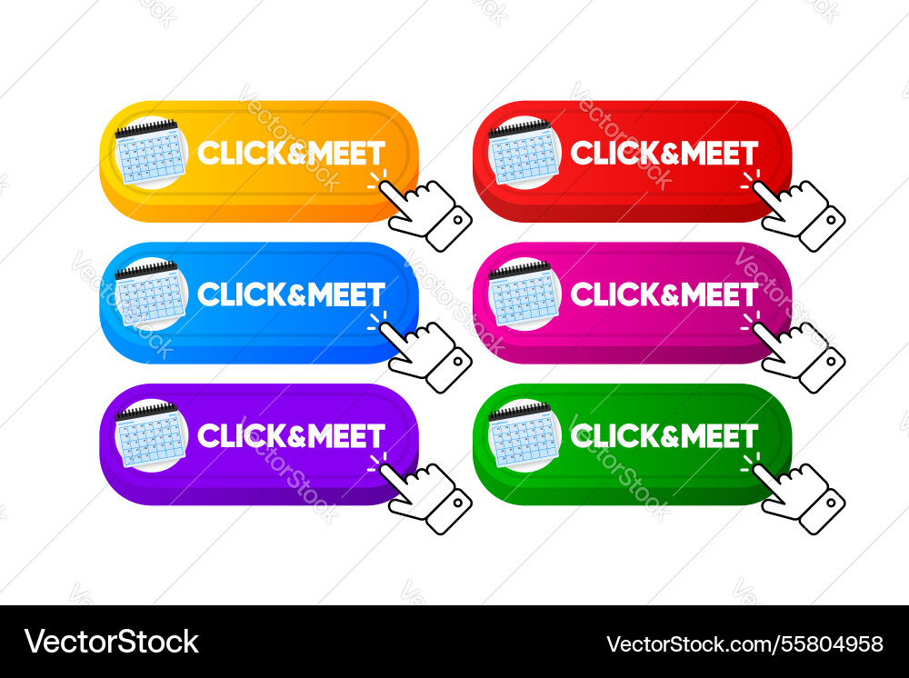 Click and meet concept with calendar button Click and meet concept with calendar button vector image