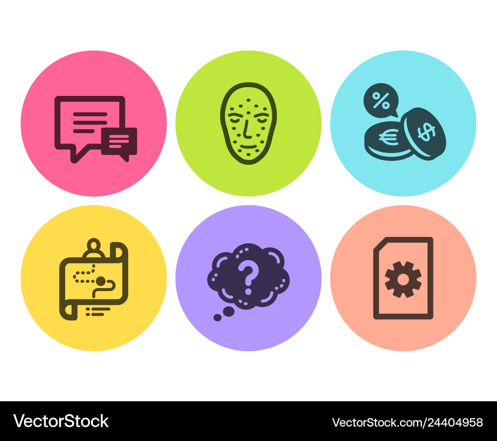 Comment face biometrics and question mark icons Vector Image