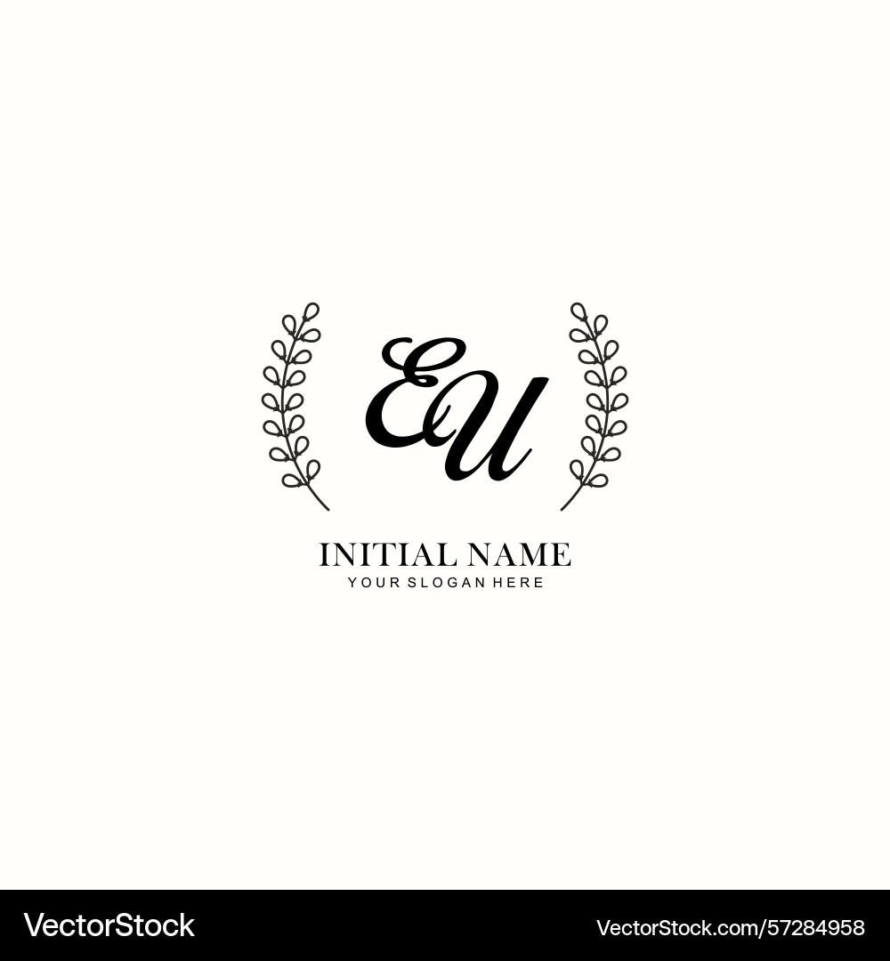 Eu initial logo templates with botanical elements Eu initial logo templates with botanical elements Vector Image