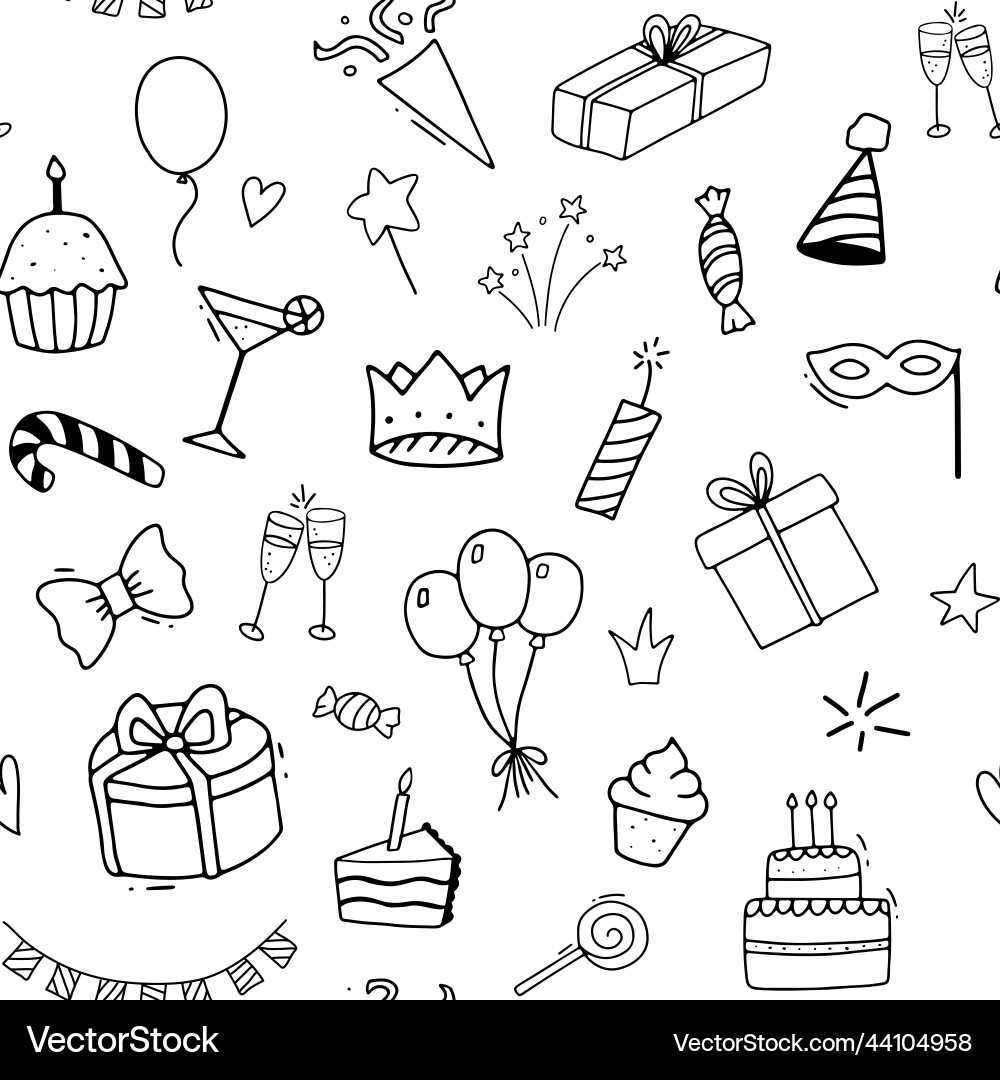 Feier Clipart Partyzeit doodle nahtlos Feier Clipart Partyzeit doodle nahtlos vektorbild