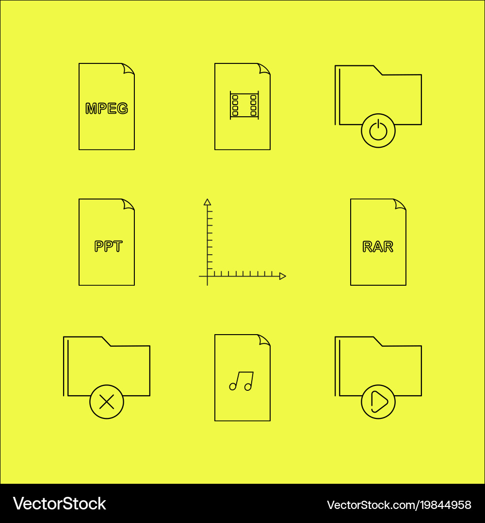 Files and folders linear icon set simple outline vector image