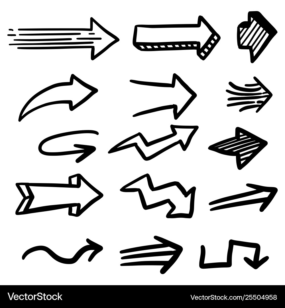 Grunge sketch handmade watercolor doodle arrow Vector Image