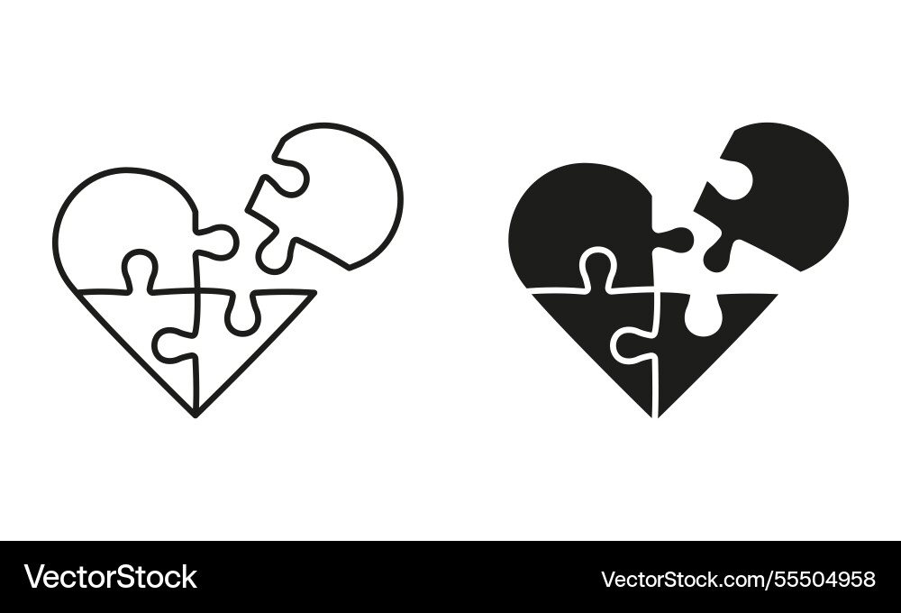 Jigsaw in heart shape with missing piece icon Vector Image