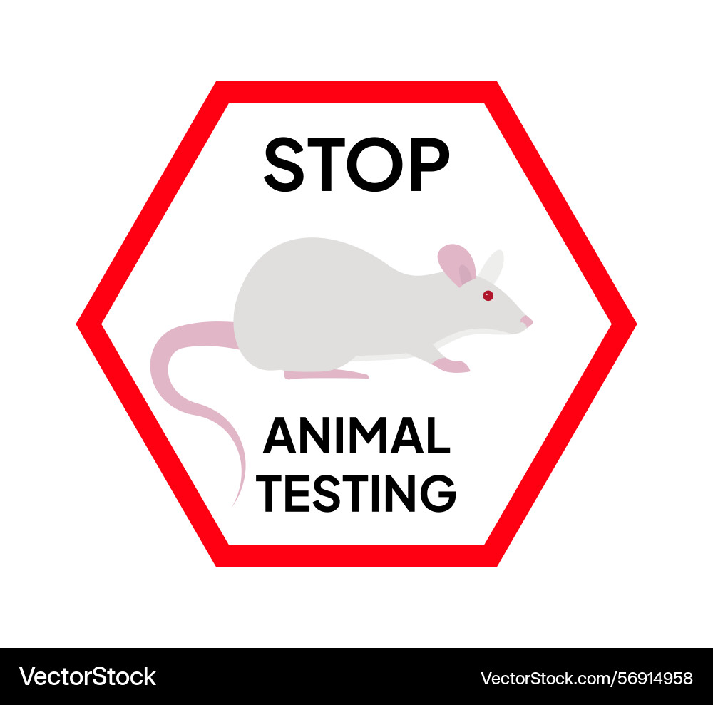 Laboratory mouse inside red hexagonal stop sign Laboratory mouse inside red hexagonal stop sign Vector Image