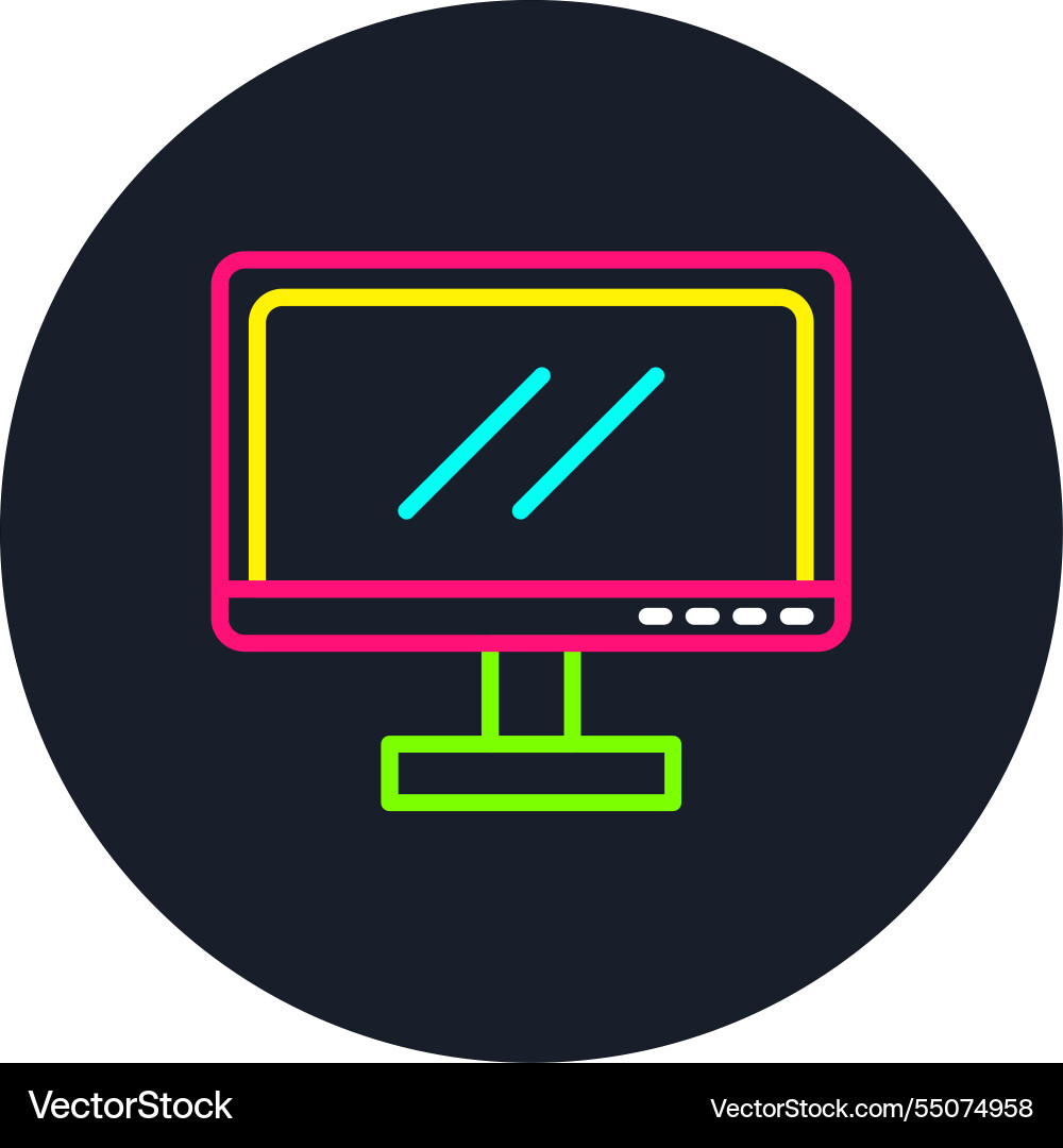 Monitor screen line multi color icon vector image