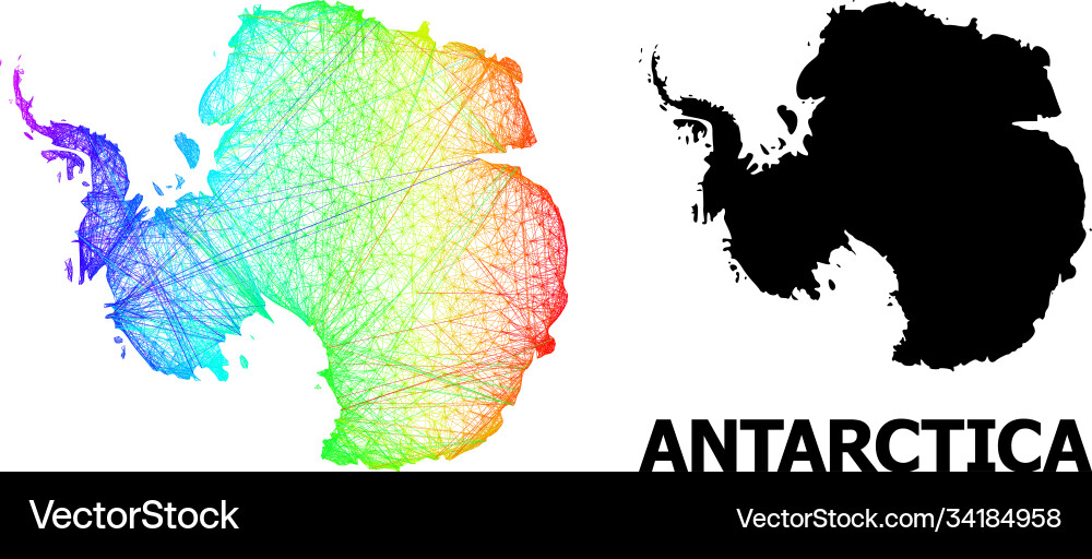 Network map antarctica with spectrum gradient Network map antarctica with spectrum gradient Vector Image