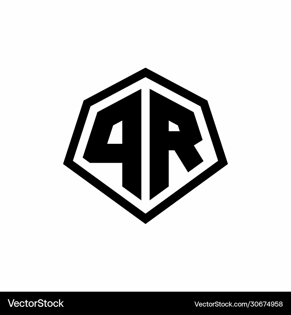 Pr monogram logo with hexagon shape and line Vector Image