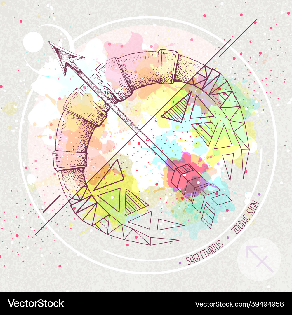 Realistic hand drawing and polygonal bow arrow Realistic hand drawing and polygonal bow arrow vector image