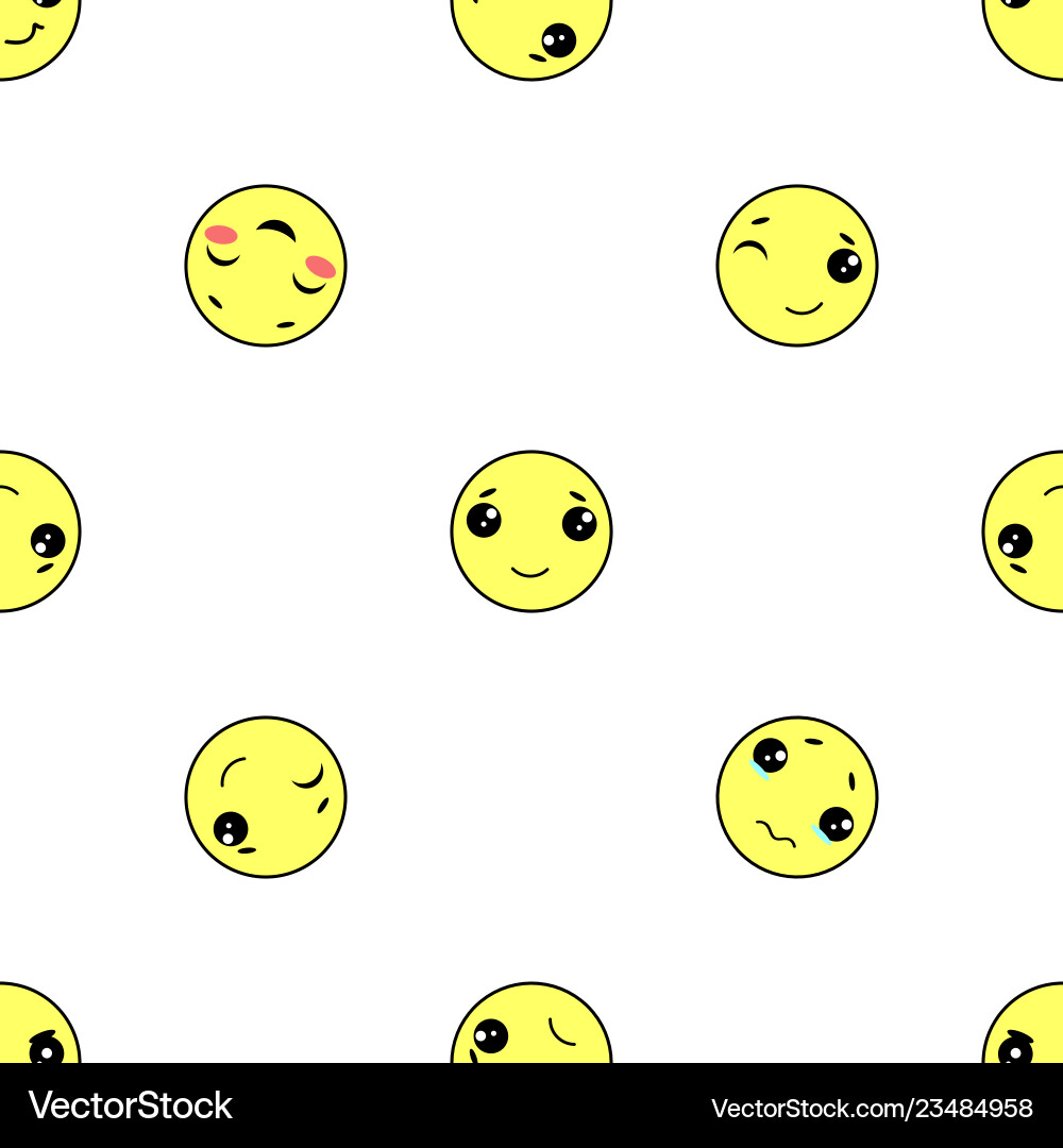 Seamless pattern of smiles with different emotions Seamless pattern of smiles with different emotions vector image